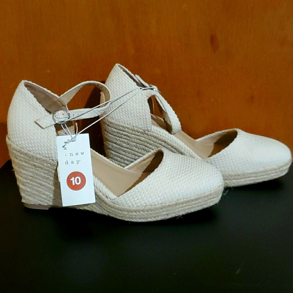 Womens Beige Wedge Heels